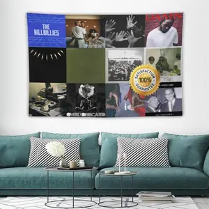 Rapper Kendrick Singer Music Album Pattern tapestry, interesting Lightweight Decoration wall hanging, dopamine art tapestry, suitable for living room, bedroom, college dorm, trippy room decor Halloween, creative gift,bedroom decorative accessories roo