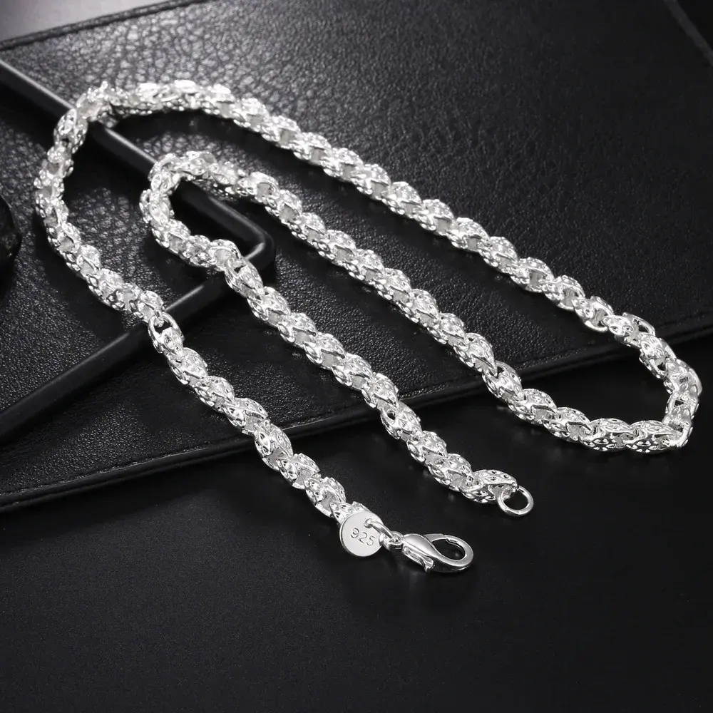 925 Silver 5mm Faucet Chain Link Necklace, 20-24in Layering Jewelry for Women & Men's Accessories, Adults' Fashion Party Wedding Gift, Mens Gifts for Everyday Wear