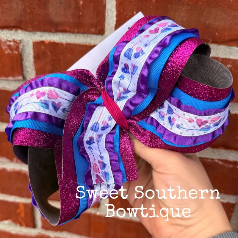 Arrow Heart Glitter Boutique Jumbo Hair Bow