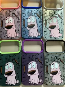 Cartoon Courage Dog Phone Case for iPhone 17–11 & Samsung Galaxy S26–S21, IMD Colorful Laser Back + Contrasting Camera Frame, Anti-Drop TPU Case, Gift for Family, Friends, Lovers