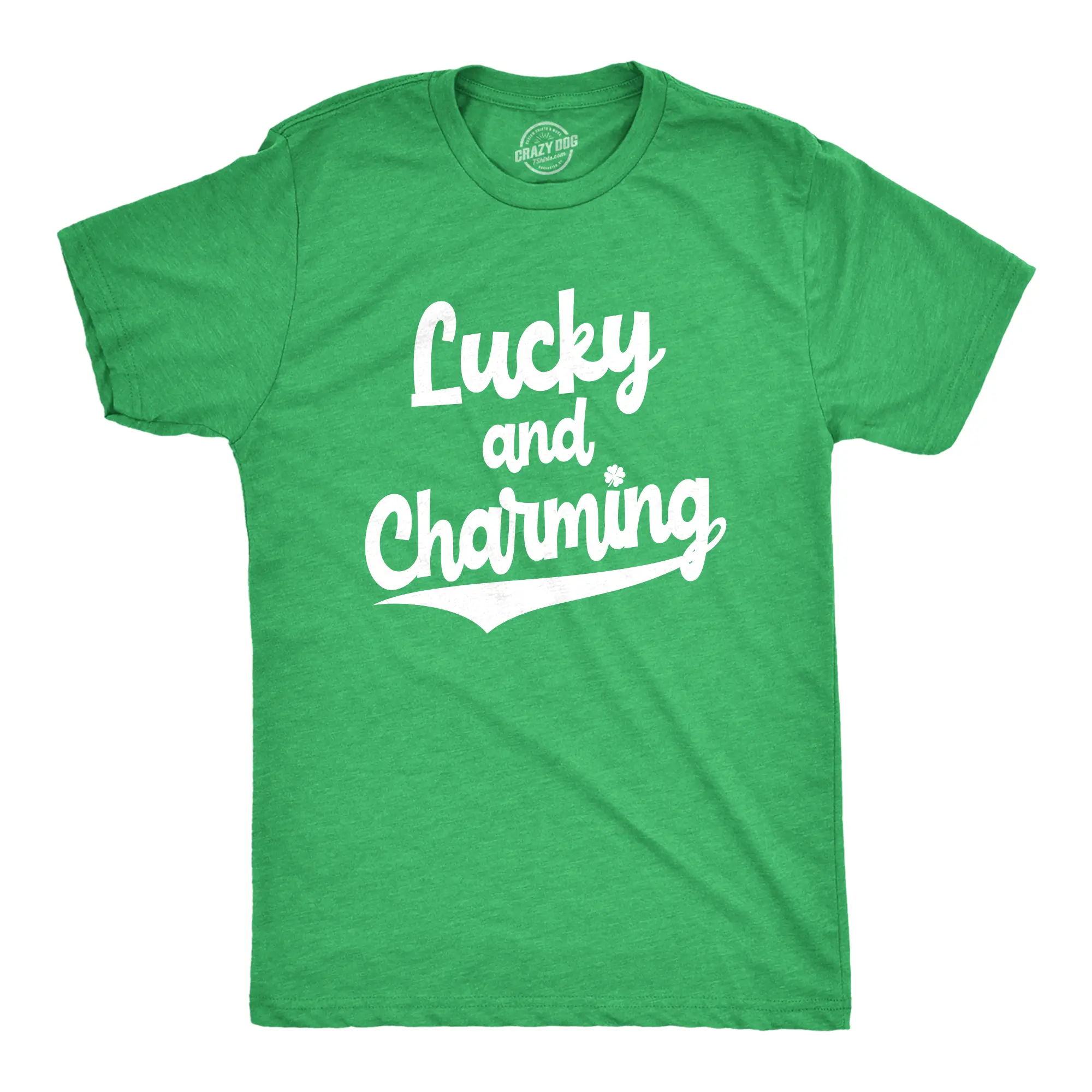 Mens Lucky and Charming T Shirt Novelty Saint Patricks Day Irish Clover Tee Mens Funny T Shirts Cool Vintage Fashion T-Shirt Gift Classic Menswear Saint Patrick's Day Apparel for Men Novelty Tees for Guys Green