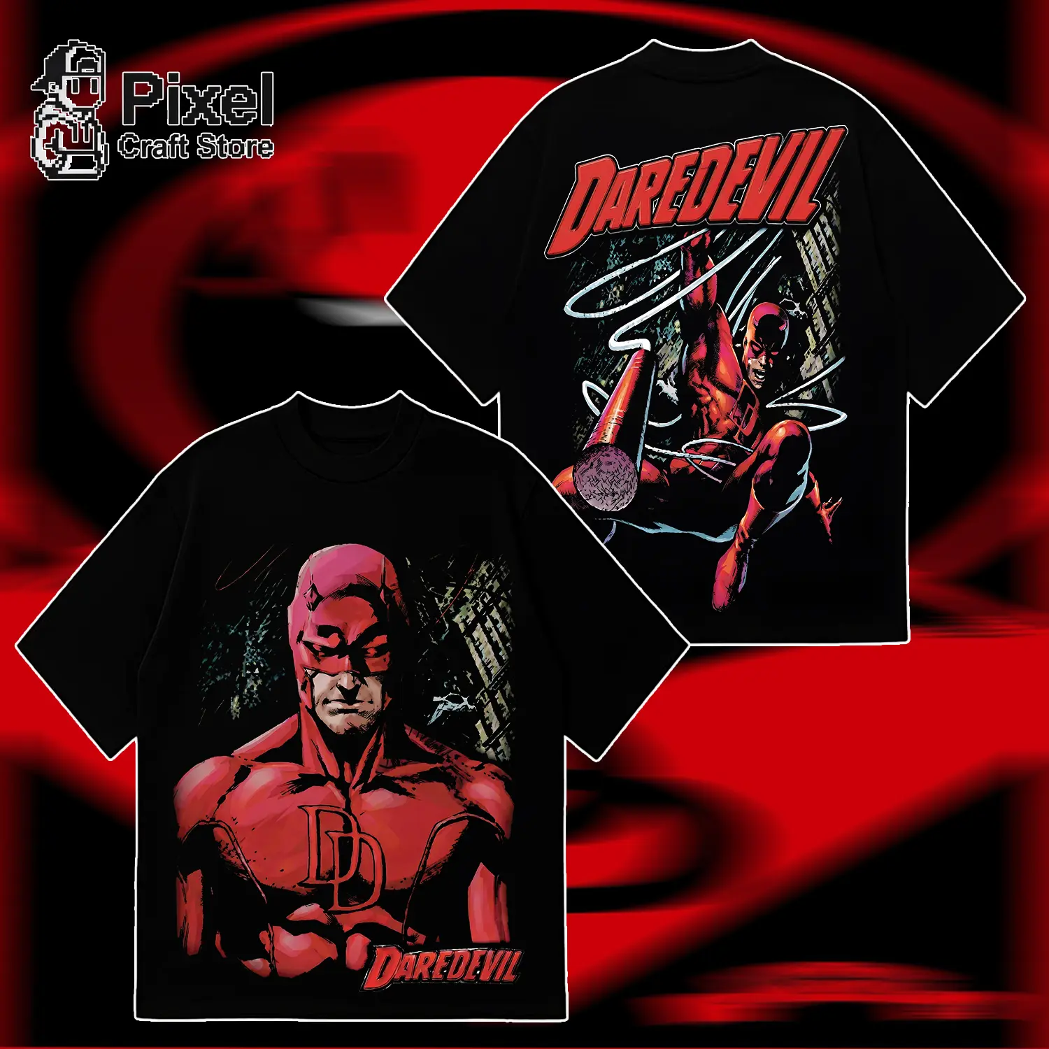 Daredevil Graphic T-Shirt, The Man Without Fear Retro Tee, Hell's Kitchen Vigilante Matt Murdock Shirt, Vintage 90s Bootleg Style Streetwear, Oversized Unisex T-shirt