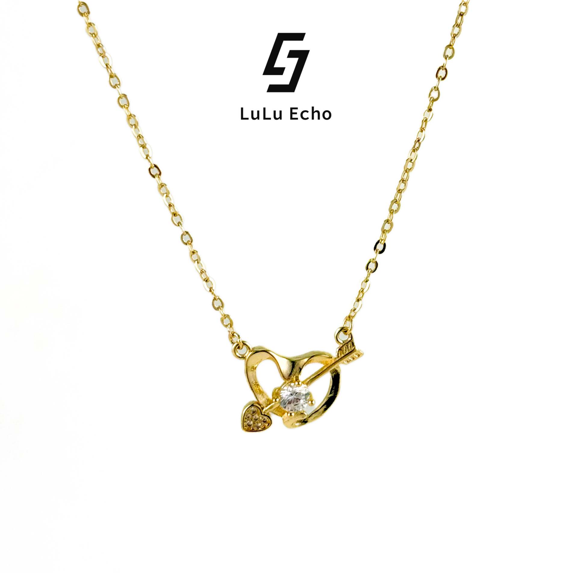 LuLuEcho 14K Gold Plated Heart-Pierced by a Single Arrow Necklace for Adults Elegant Design Versatile Appeal Statement Piece