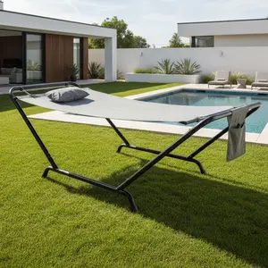 Iron Hammock Set, 235×92×80CM Frame with 2×0.9M 600D Double-Layer Oxford Fabric Hammock, 550LBS Capacity Freestanding Hammock for Indoor Outdoor Patio Garden Camping