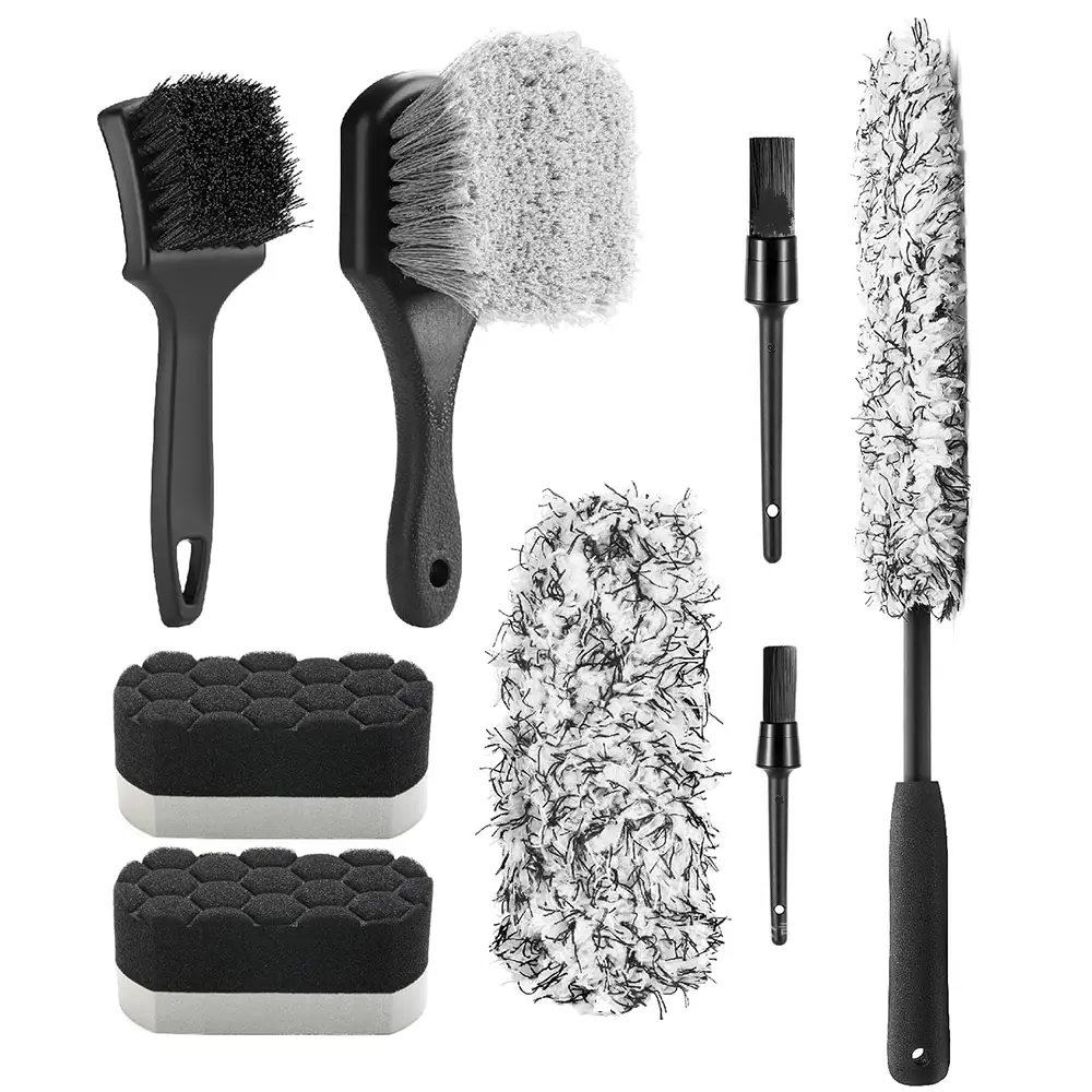 8 Pcs Garden Cleaning Tools Set,Microfiber Flat Wheel Brush,Soft-bristled Rim Brush,Double-Ended Detailing Brush,Detailing Pads,Scratch-Free & Multipurpose Cleaning Tire Brush,Tools & Hardware,Summervibes