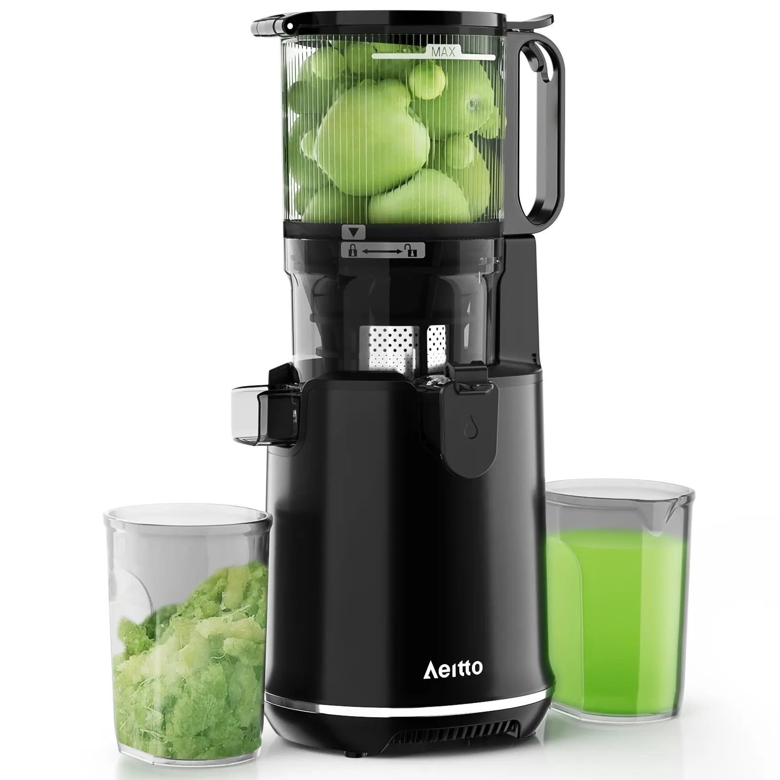 Aeitto Max5 Juicer, Cold Press Juicer with 5.8" Large Feed Chute,1.7L Large Capacity, 250W Whole Masticating Juicers for Vegetable and Fruit, High Juice Yield, Easy to Clean with Brush, Ice Fruit, BPA-Free, Smart recipes App,SummerWins,DealsForYouDays