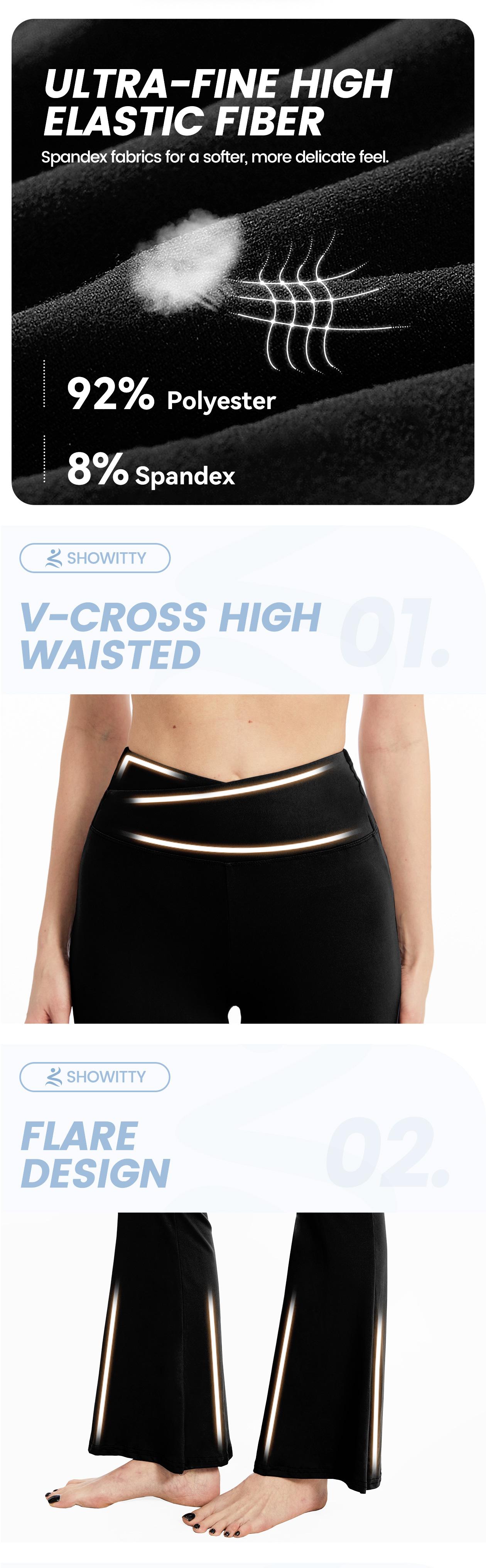 SHOWITTY Women's High Waisted 2 Pack Flare Leggings – Crossover Yoga Pants with Pockets Bootcut for Workout, Yoga & Casual Wear