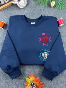 Kiss All The Time Disco Occasionally embroidered sweatshirt, Kiss Disco Hoodie, Kiss all the time embroidery
