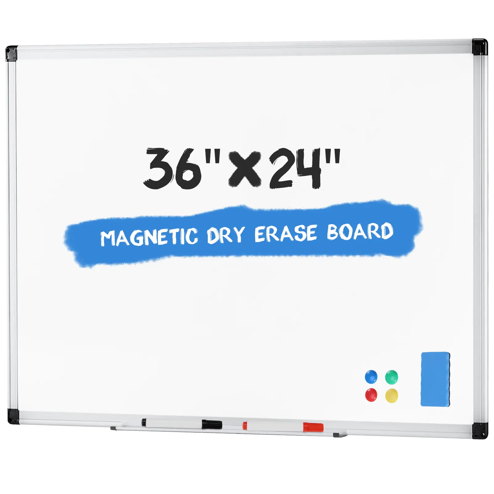 36x24 In Magnetic Whiteboard Set - Magnetic Dual-Function Bulletin Board, Easy-to-Wipe Surface, Dry Erase Markers, Eraser, Marker Tray, Fixing Kits for Office & School Use,back to school,back to school shopping