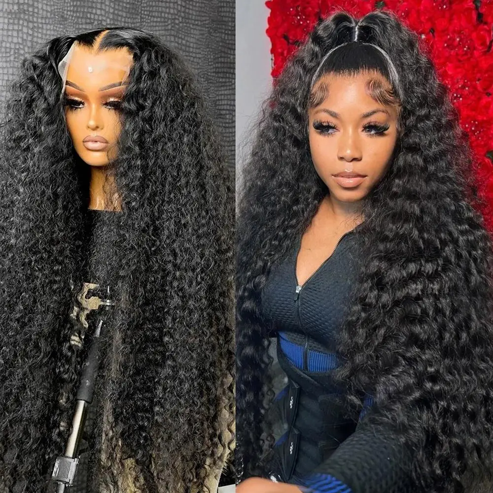 Bling Hair Deep Wave 13x6 Lace Front Wigs Human Hair Pre Plucked 180% Density HD Transparent 13x4 Lace Frontal Wigs For Women Human Hair Lace Front Wigs Deep Curly Lace Front Wig #SummerVibes backtoschool