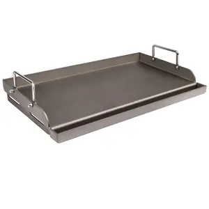 25" x 16" Metal Griddle for Gas & Charcoal Grills – Universal Flat Top with Grease Groove, Reinforced Ridges & High Sidewalls, Perfect for Healthy Cooking, Parties & Camping