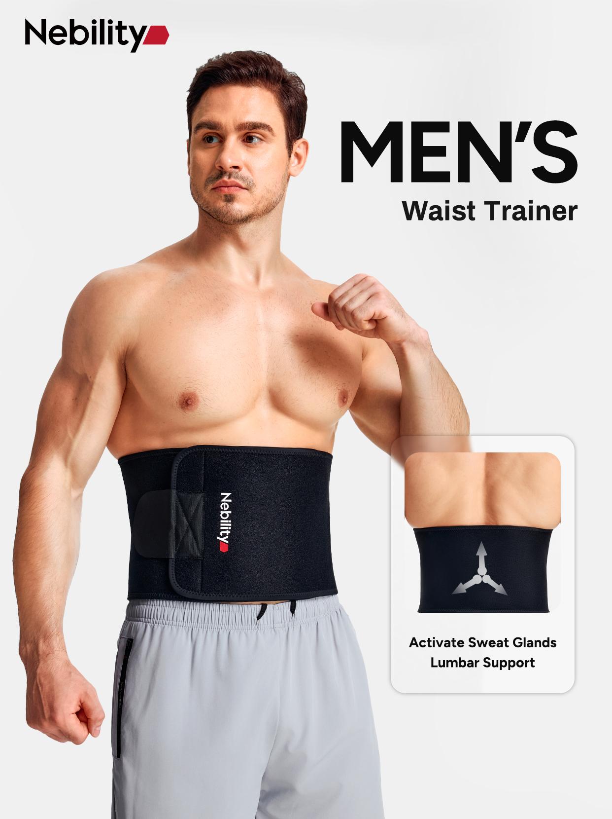 【Nebility】 Nebility Men’s Waist Trainer – Adjustable Velcro Waist Trimmer with Core & Lumbar Support, Comfortable Compression for Workout, Posture & Training,fathersdaygift