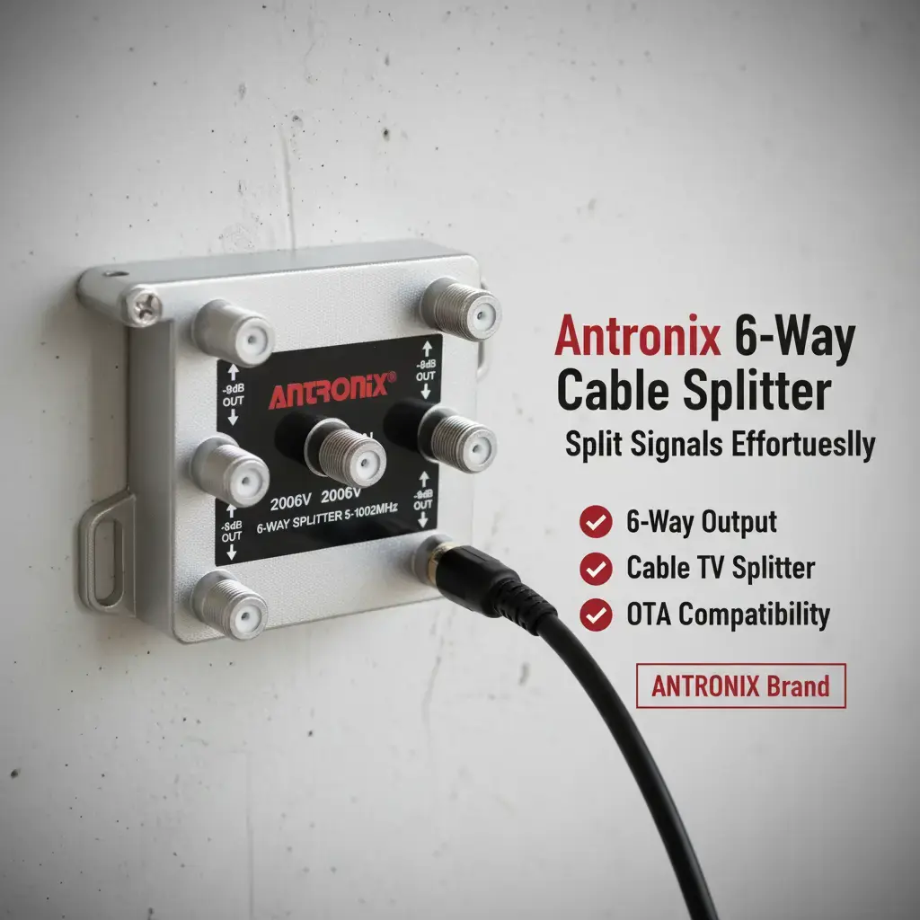 ANTRONIX CMC2006V Digital Audio Device - 6-Way Output Mechanical Coaxial Cable TV & OTA Splitter, 5-1002MHz, F-Connector, None Signal Loss Design, Trusted Supplier, Zinc Alloy