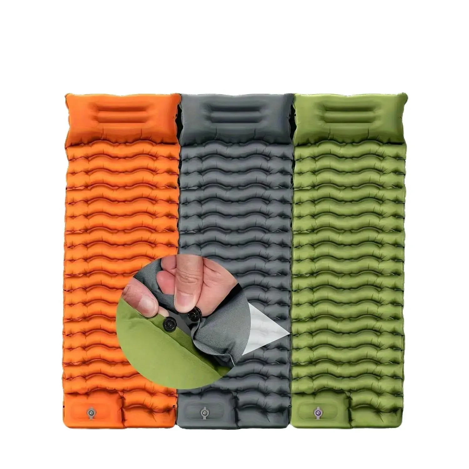 Unisex Rectangular Self-Inflating Sleeping Pad with Built-in Pump & Pillow, 190cm Single Waterproof Removable & Washable Lightweight Compact Portable Camping Equipment for Backpacking
