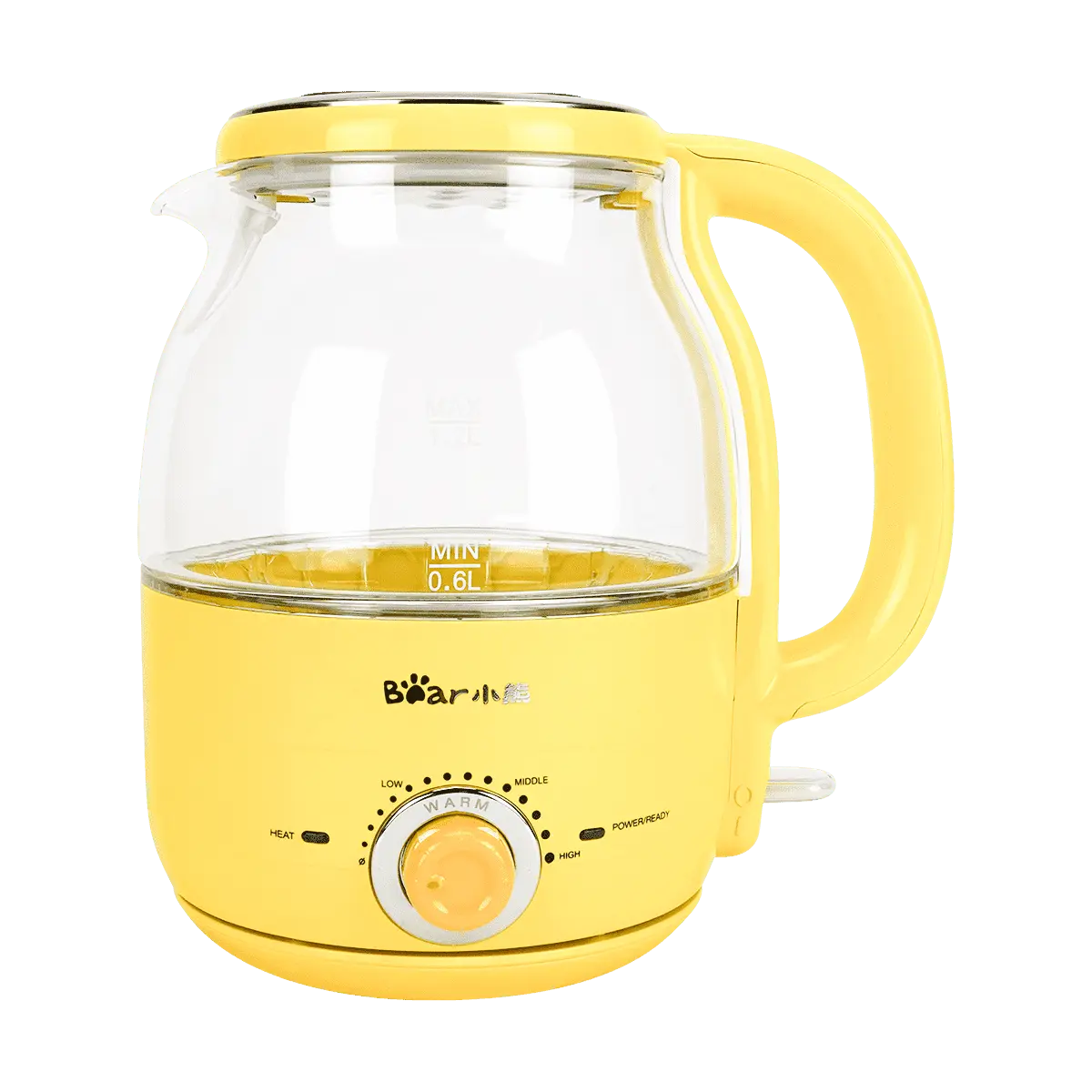 Bear Electric Glass Tea Kettle 1.2L, Honey Yellow - Multifunctional Hot Water Boiler for Brewing Loose Leaf Tea & More