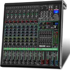 10-Channel Professional Audio Mixer with 99 DSP Effects, Bluetooth for Smartphones, USB Interface, Dual 7-Band EQ, PAD & Mute Controls | DJ Sound Board for Recording Studio, Live Stage Use