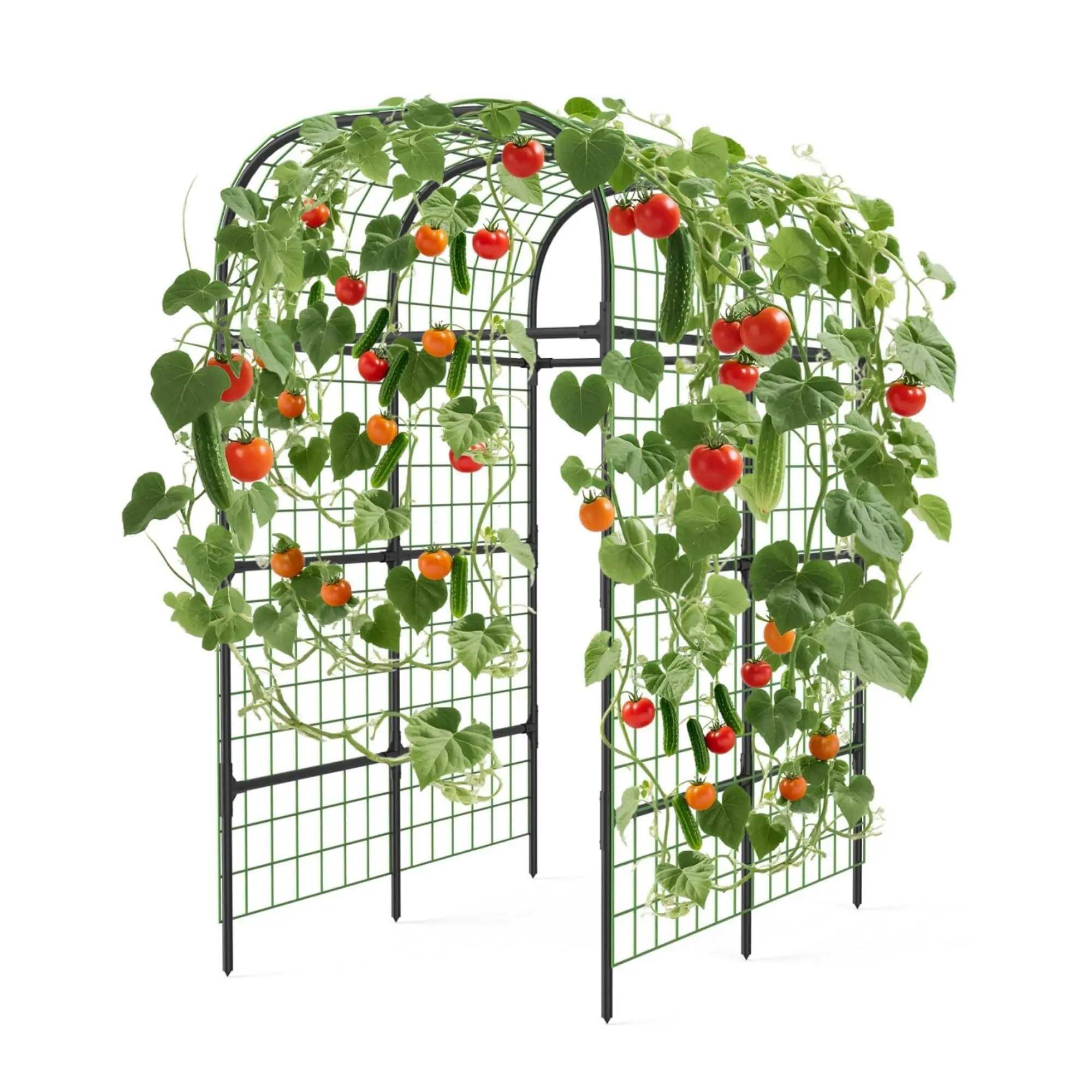 Garvee Sturdy Black Metal Arbor Trellis - 7.3ft U-Shape Space-Saving Weatherproof Plant Support Frame for Raised Beds Planting, Climbing Vegetables, Vines, Flowers - Outdoor Landscaping Essential