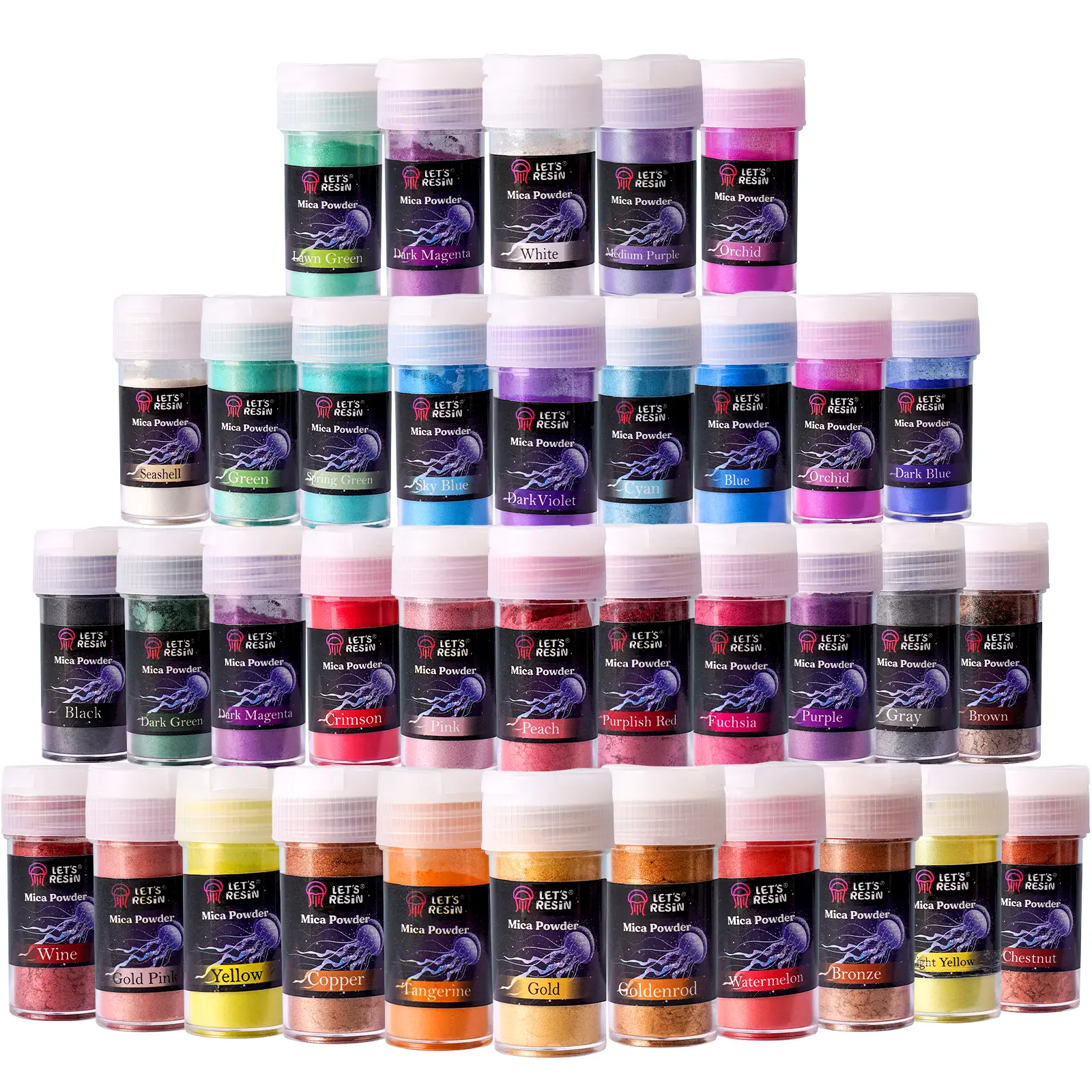 36-Color Mica Powder, Mica Pigment Powder for Epoxy Resin/UV Resin, Natural Colorant Dye for Soap/Candle Making, Lip Gloss,Nail Polish, Slime and Bath Bomb Acrylic Art Kit Paint Kit Art Drawing Supplies Painting Board Art Materials - LET'S RESIN