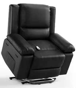Electric Lift Recliner Chair - Heat and Massage, PU Leather Power Lift Recliner for Elderly & Mobility Impaired, Adjustable Back and Legs, Heavy Duty Lift Chair for Seniors