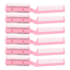 VOCOSTE 6pcs Split Ends Dual Edge Razor Comb, Hair Trimmer for Hair Cutting, Women's and Men, Hair Thinning Comb, Pink