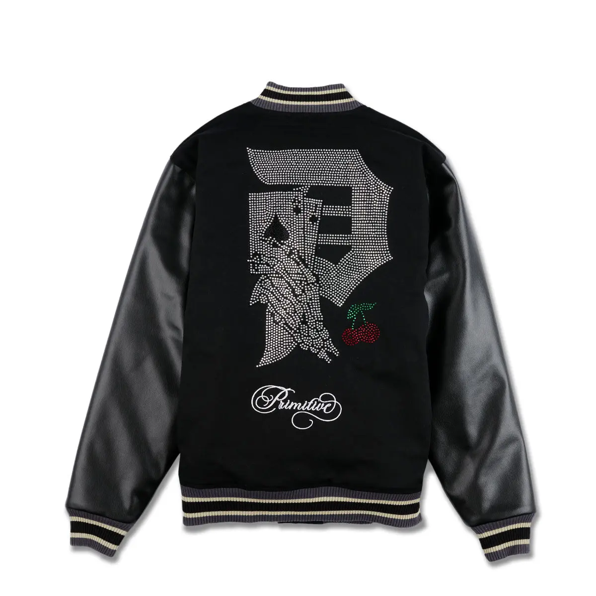 Primitive Skateboarding Men's Bomber Jacket Blackjack Rhinestone