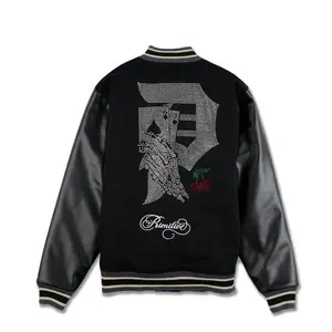 Primitive Skateboarding Men's Bomber Jacket Blackjack Rhinestone