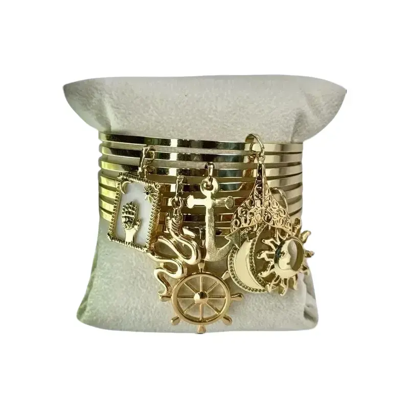 Semanario de Olokun Gold Laminated Bracelet Inspired by Yoruba Deity Olokun for Prosperity Stability and Abundance