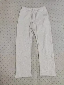 Uncuffed Men's Sweatpants Light Grey Joggers Relaxed Oversized Fit Design Unisex Athletic Casua Lounge Pants with Pockets, Soft Fleece Home Pants with Drawstring