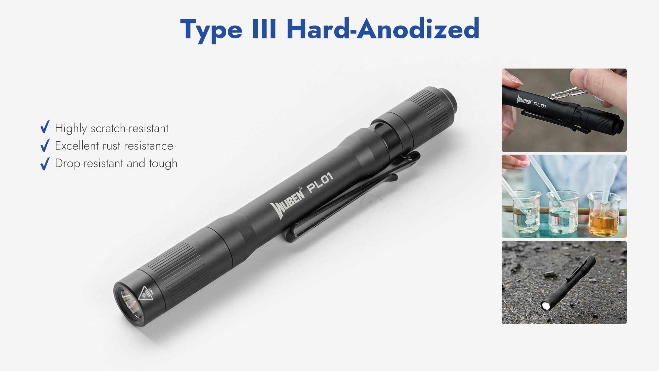 WUBEN PL01 LED Pen Light, 1–650 Lumens, CRI90+ Natural White, USB-C Rechargeable & Compatible with 2 AAA Batteries, Clip-On Torch for Tight Spaces, Police, Engineers & Medical Use, outdoorfun