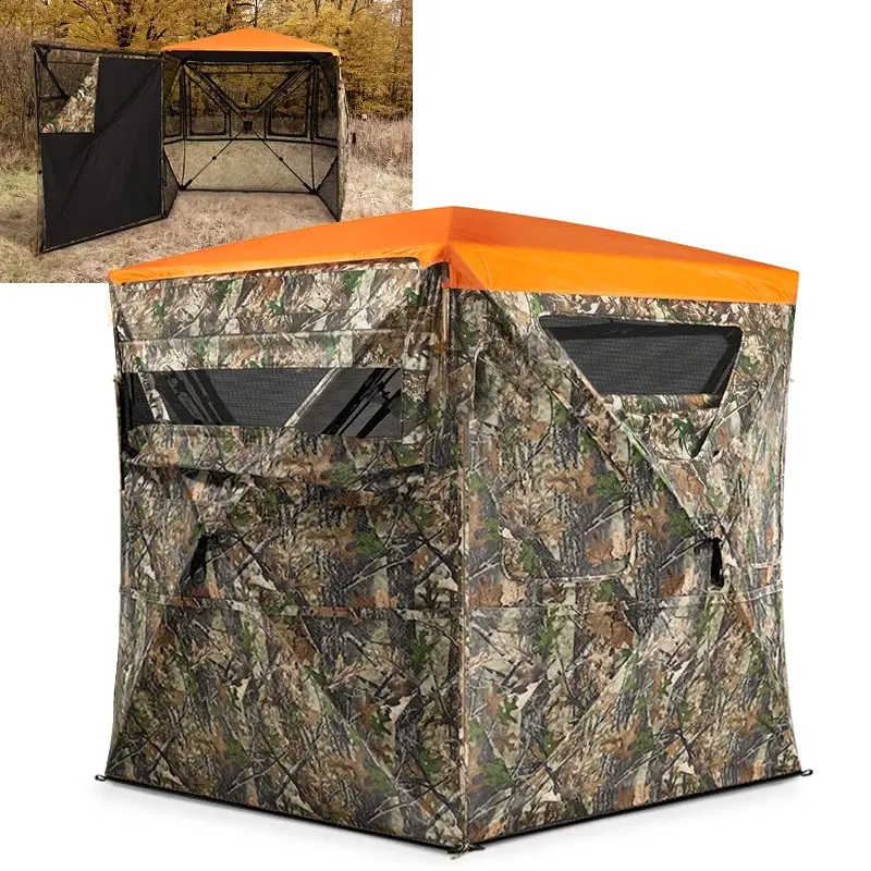 Tidewe Vis360 See Through Ground Blind Swing Door | 360° Camouflage Pop Up Hunting Blind for 2/3 Person | Portable Deer Blind with Orange Cover #Christmas Deal