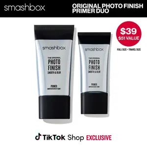 [Value Bundle: Full Size + Travel Size] Smashbox The Original Photo Finish Smooth & Blur Primer | Lightweight, Instantly Smooths & Blurs Fine Lines and Pores, Long-Lasting Satin Finish with Vitamins A & E, Antioxidants | Vegan & Cruelty‑Free