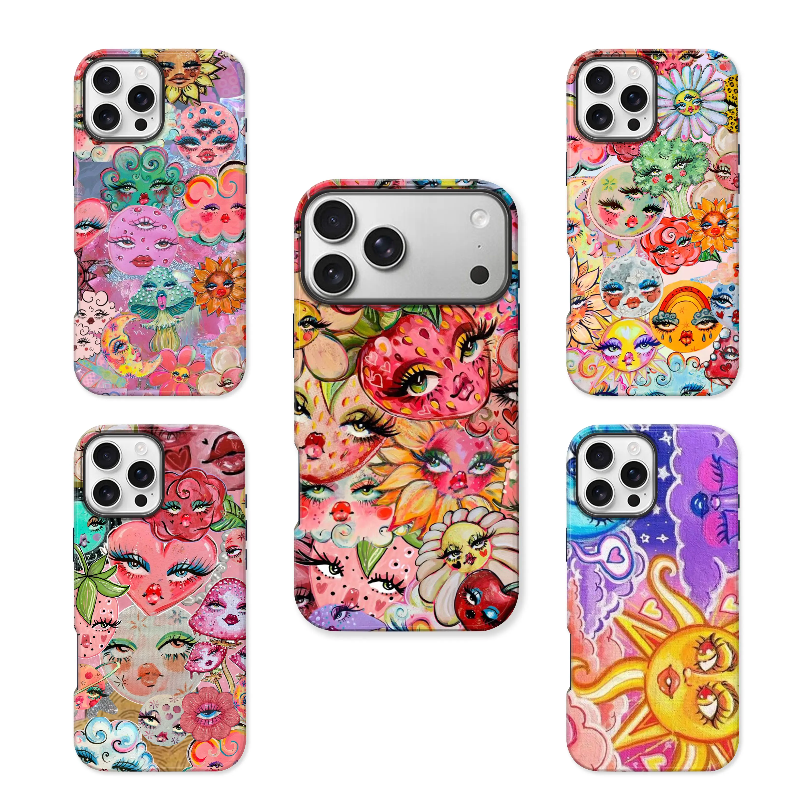 Strawberry Painting Phone case for iPhone Samsung 17Pro Max Air 16 15Plus 14 13 12 11 XR XS Galaxy S25 S24 S23 S22 A71 A56 A55 A54 A53 A52, Two-in-one double-layer protection, Shockproof Drop, Protection Durable, Suitable for a girl.JY42