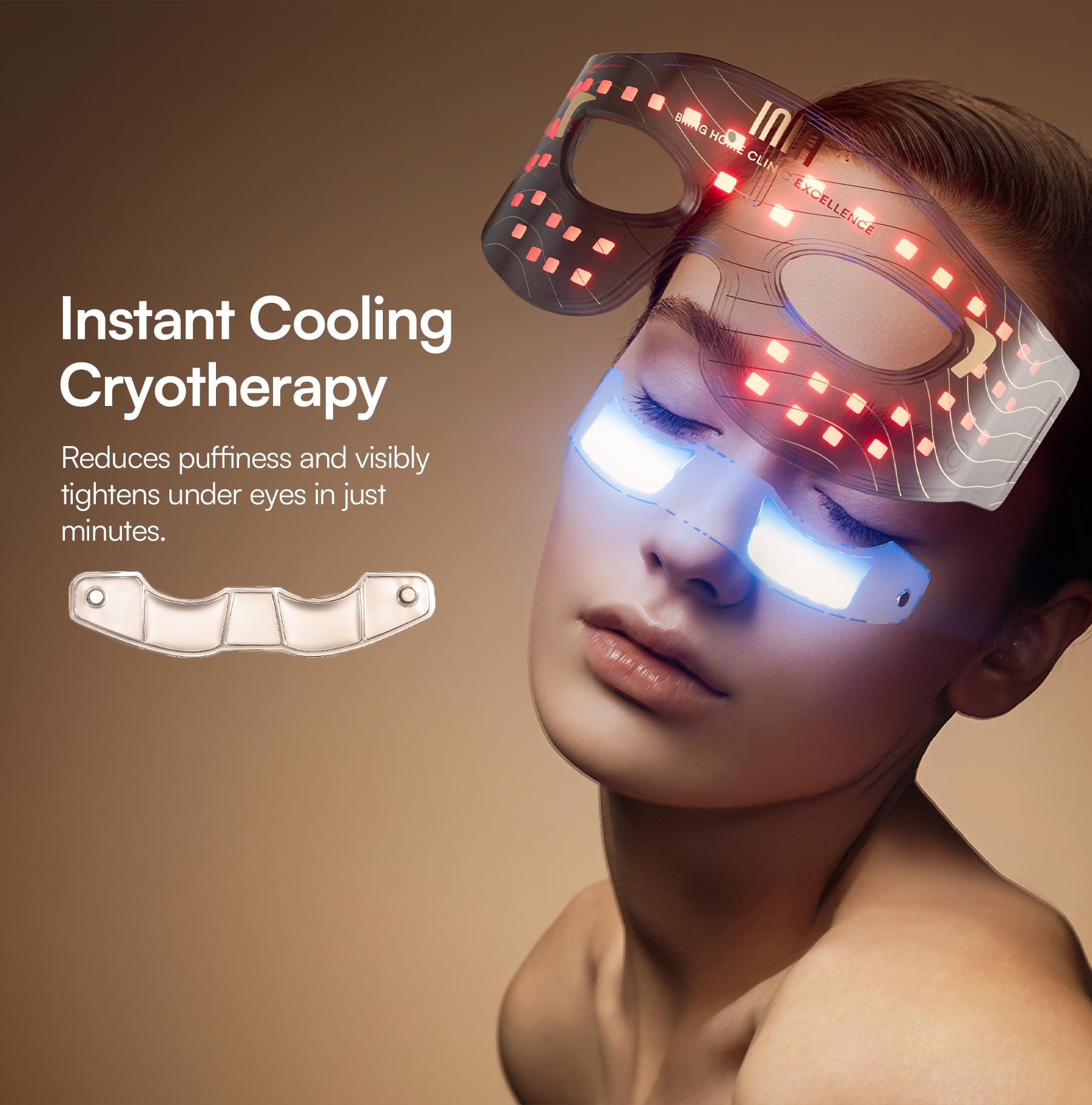 【LIVE EXCLUSIVE】INIA GLOW Red Light Therapy Eye Mask with 96 High-Density LEDs & Cryotherapy Cooling, LED Eye Mask Skincare for Wrinkles, Dark Circles & Puffiness, FDA-Cleared, Portable and Rechargeable, 2-Year Warranty