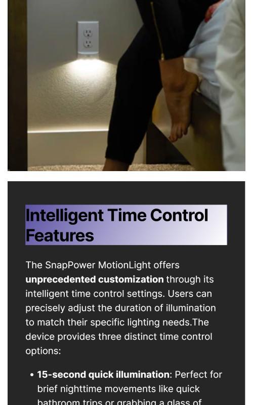 SnapPower MotionLight Illuminated Outlet Cover Plate with Motion-Sensor LED Night Light for Wall Home Lighting - Available in Duplex, Decor & GFCI styles. (Outlet not included)