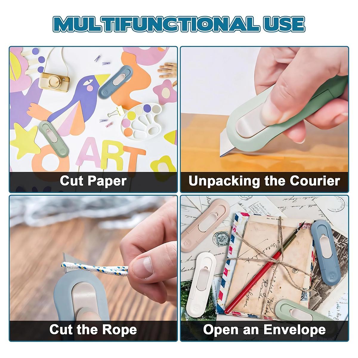 Retractable Box Cutting Knife, Utility Knife for Office Home Use, Cutting Supplies for Wrapping Parcels and Paperboard, Paper Cutters, Cardboard Cutter