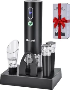 Electric Wine Opener Set with Base – Rechargeable Wine Bottle Opener with Foil Cutter, Wine Aerator and Wine Stoppers – Wine Accessories Gift for Wine Lovers Hotool