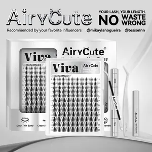 Viva | AiryCute MangaMagic Collection Upgrade U Lashes with Ultra-Dense, Waterproof, Long-Lasting Lashes | Fairy | Fashion Wet Look | Beginner-Friendly DIY Lashes for a Flawless, Voluminous Look | Trendy & Must-Have Clusters