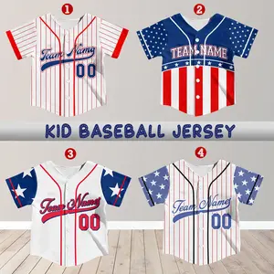 Personalized USA Kid Baseball Jersey, Custom Team Name Youth Baseball Shirt, American Flag Baseball Jersey For Baseball Fans Lovers