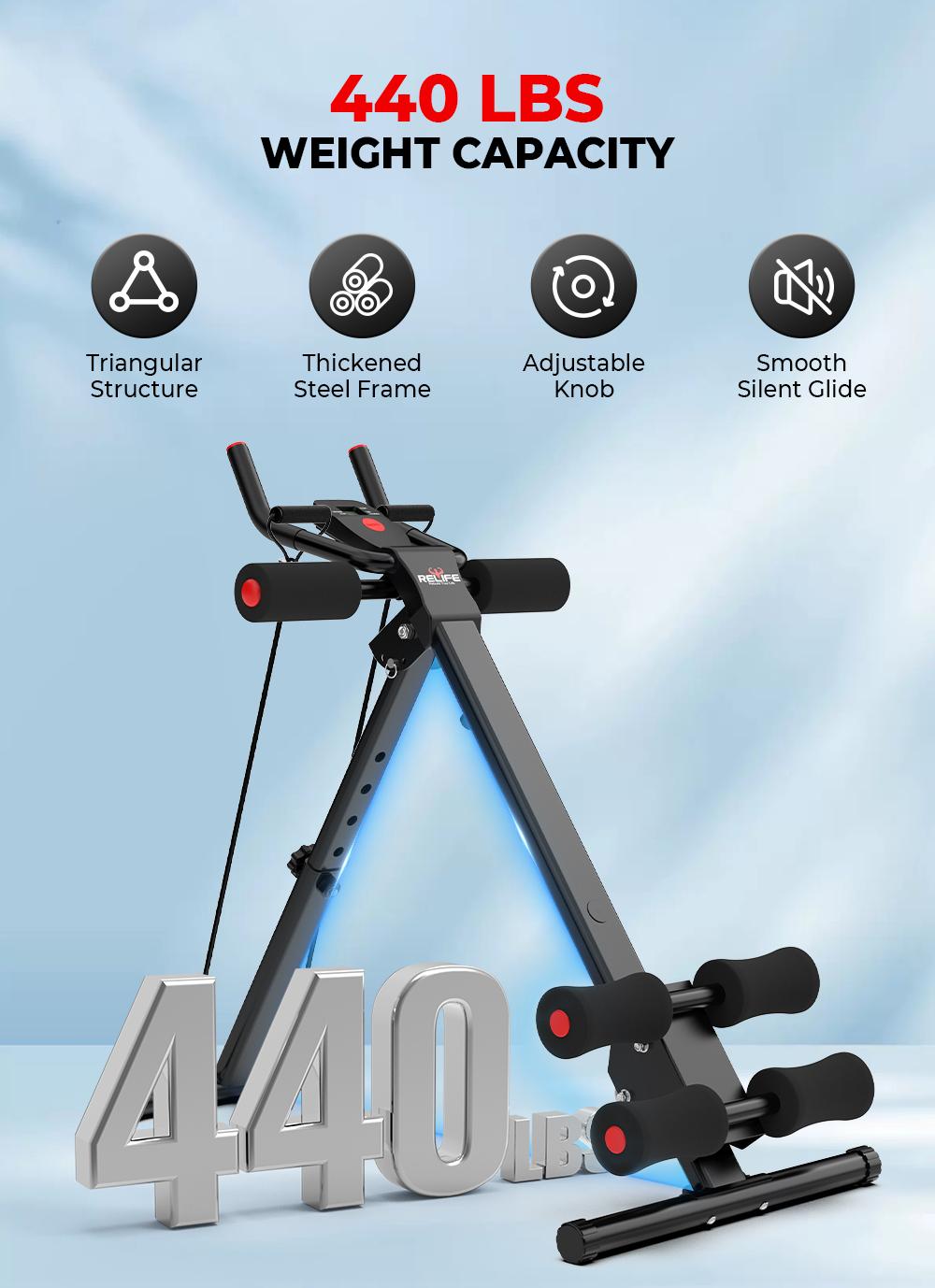 RELIFE REBUILD YOUR LIFE Adjustable Ab Machine, Foldable Ab Workout Equipment for Abs, Waist, Arms & Legs | Home Gym Beginner-Friendly Waist Trainer RELIFE REBUILD YOUR LIFE Adjustable Ab Machine, Foldable Ab Workout Equipment for Abs, Waist, Arms & Legs | Home Gym Beginner-Friendly Waist Trainer