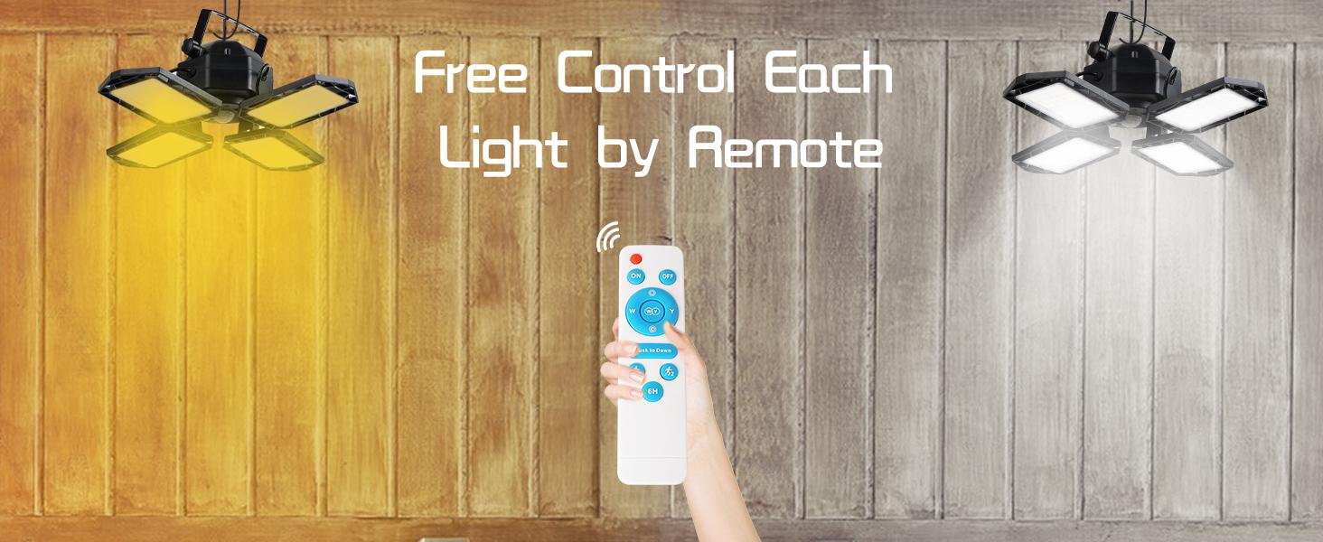 Solar Shed Light Outdoor Indoor Solar Powered Motion Sensor Pendant Light 5 Lighting Modes & Remote Control 4-Leaf 120°Adjustable Lights for Home Yard Garage