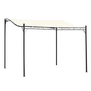 Outsunny 10' x 10' Steel Outdoor Pergola Gazebo, Patio Canopy with Weather-Resistant Fabric and Drainage Holes for Backyard, Deck, Garden, Cream White