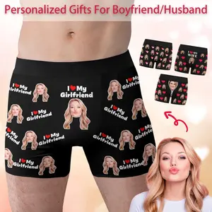 Personalized Mens Underwear with Custom Face, Funny Valentines Day Gift for Boyfriend, Unique Custom Photo Boxer Briefs
