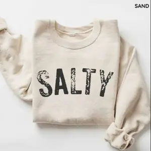Salty Sweatshirt, Retro Summer Beach Crewneck Sweatshirt, Women Favorite Top, Apparel,  Women's Outfits, Top Favourite Tee