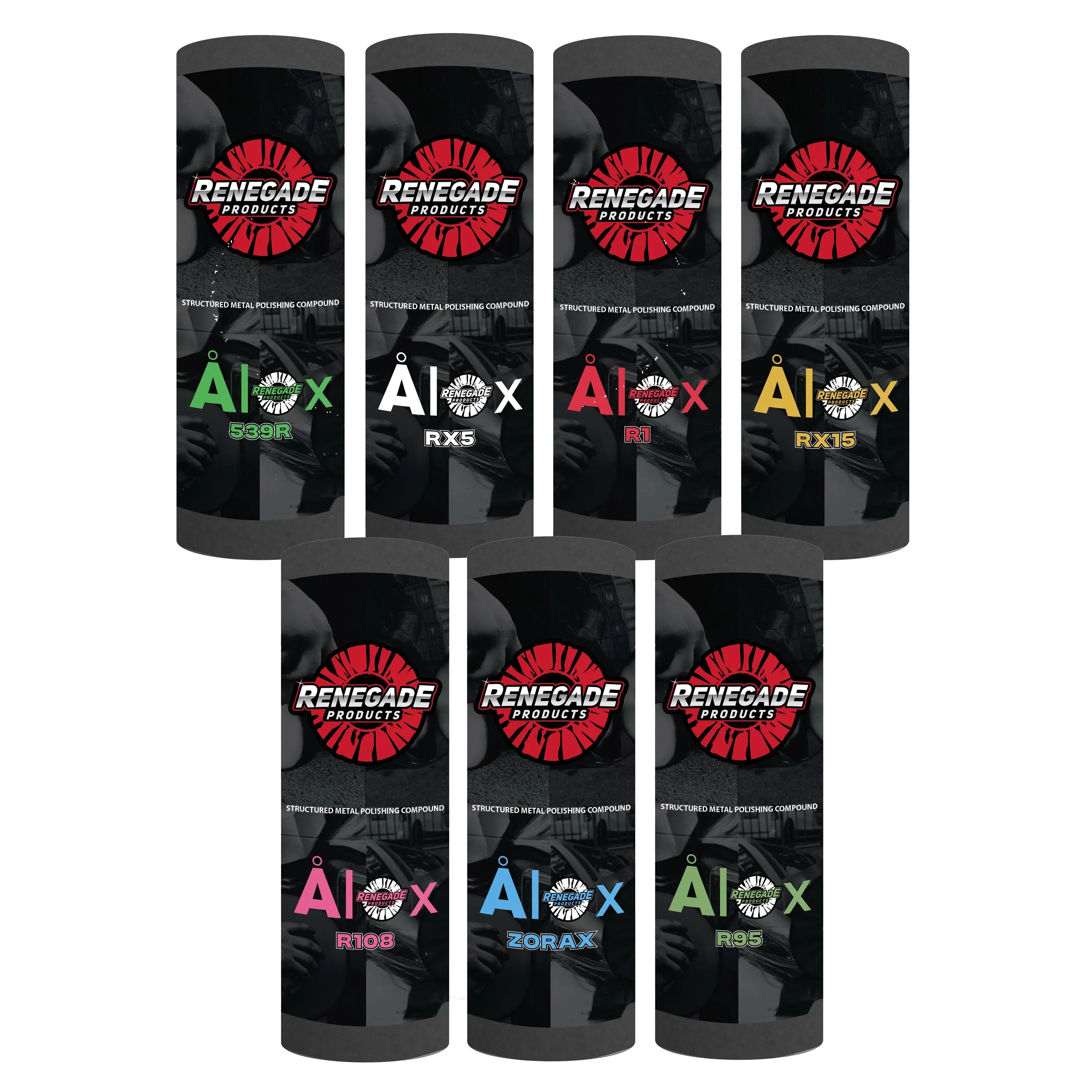 Renegade Products AlOx Structured Polishing Compounds | Cut, Color & Buff System for Aluminum, Stainless Steel, Brass & Copper | Airway Buffing Wheel Compatible