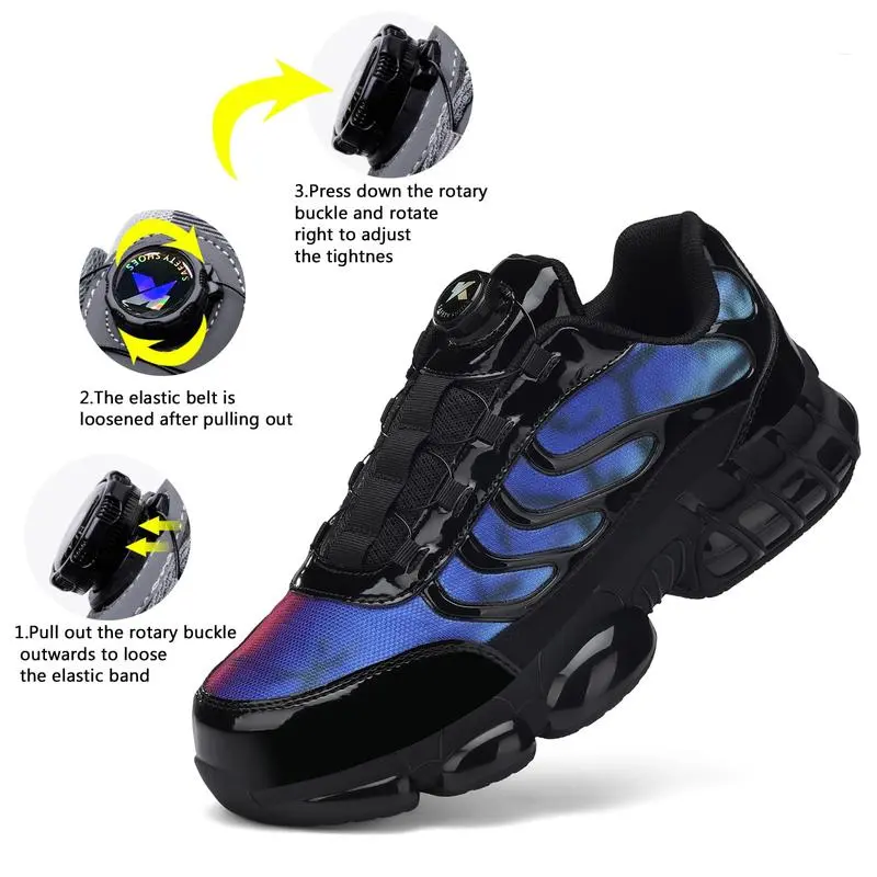 Round Toe Safety Sneakers for Men & Women, Puncture-Proof Walking Shoes, Indestructible Non-Slip Outdoor Footwear, Closed, Outdoor Work Footwear, Non Slip Shoes For Work, Laces, Composite Toe, Work & Safety Footwear