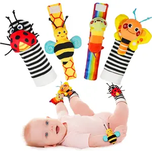 Baby Wrist Rattle Socks & Foot Finder Set – Toys for 0–12 Months, Garden Bug