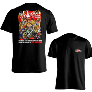 Big Johnson Kustom Cycles Biker Graphic T-Shirt, Black Short Sleeve Motorcycle Tee, Soft Cotton Blend, Gift For Him& Her