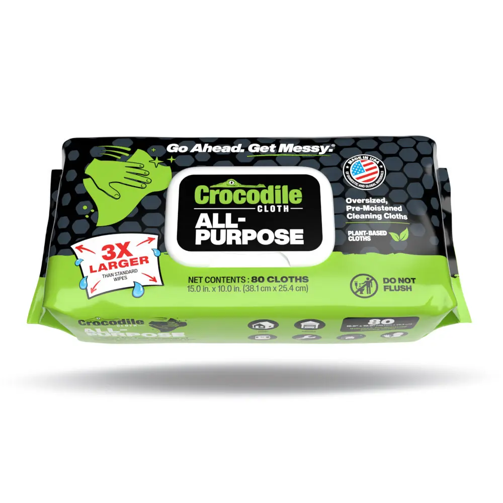 Crocodile Cloth All Purpose Cleaning Wipes (80 Count) For Kitchen, Bathroom, Carpets & Home.