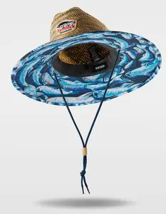 HEMLOCK HAT CO. Blue Fish Lifeguard Straw Hat, Natural