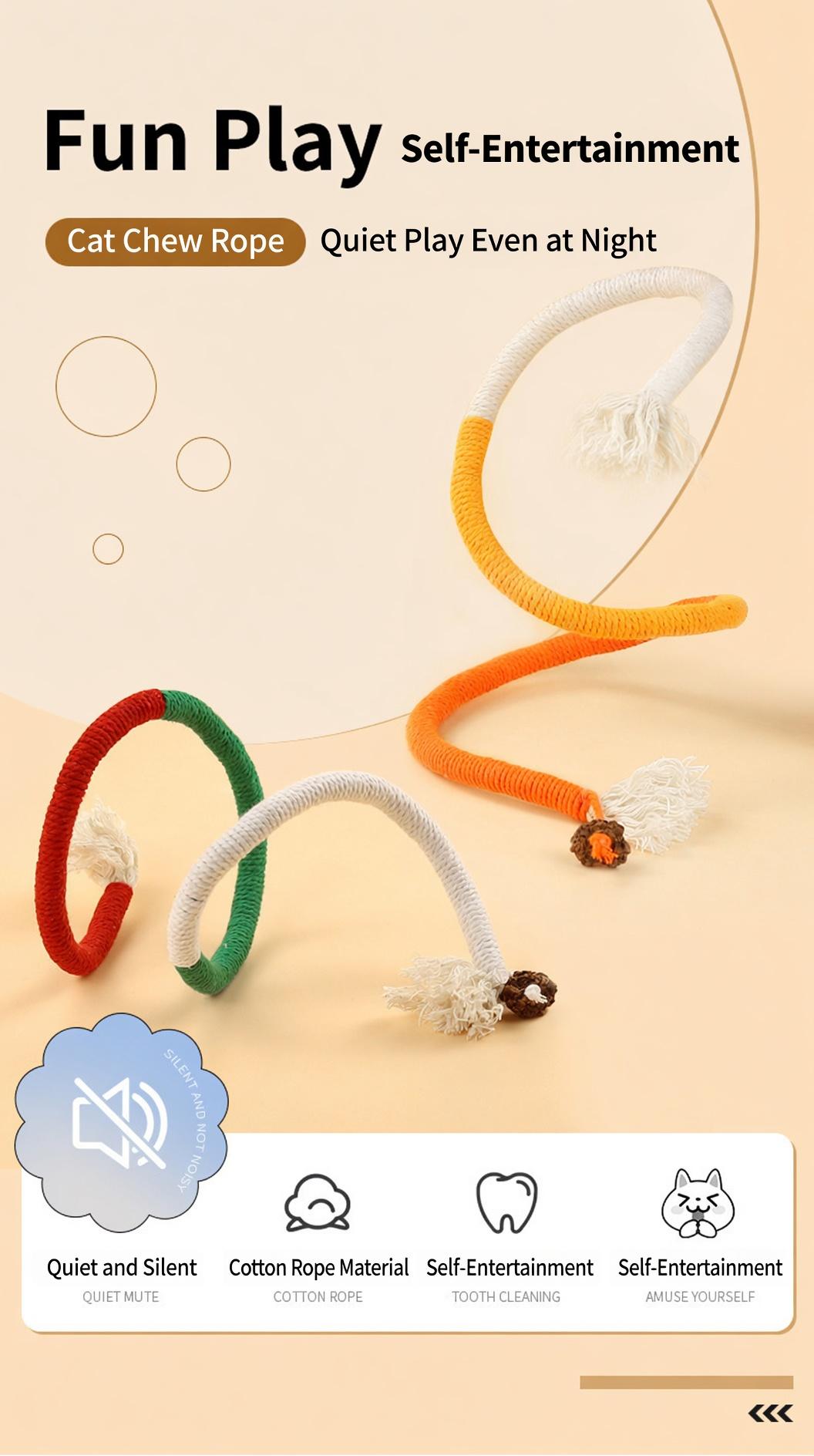 Cat Toys Chew Ropes 3Pcs, Safe Teeth Cleaning Toy for Indoor Kittens, Calming Interactive Kitty Toys  Kitten Teeth Cleaning Chew Toys for Dental Care#backtoschool# toys for my kitty#cat toys interactive